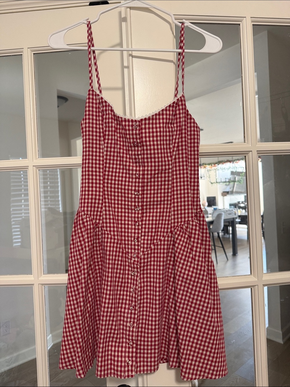 Princess Polly Red Gingham Button-Front Sundress size 4